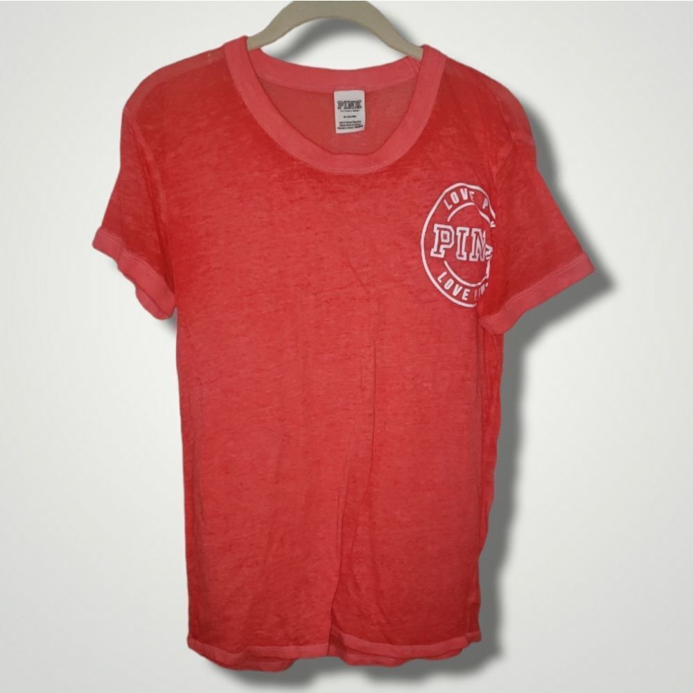 Victoria's Secret PINK Women's Logo Short Sleeve T-Shirt Top Orange M - Picture 2 of 6